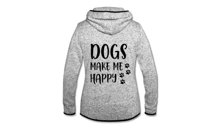 Damen Kapuzen Fleecejacke – Dogs make me happy (1)