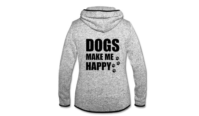 Damen Kapuzen Fleecejacke – Dogs make me happy (3)