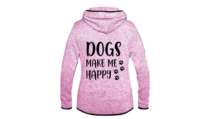 Damen Kapuzen Fleecejacke – Dogs make me happy (1)