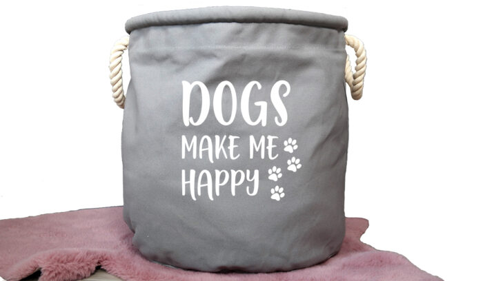 Spielzeugkorb – Dogs make me happy
