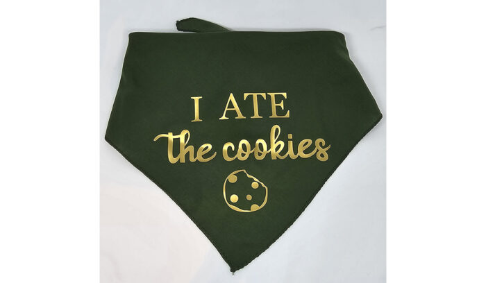 Bandana zum knüpfen – I ate the cookies – grün/gold